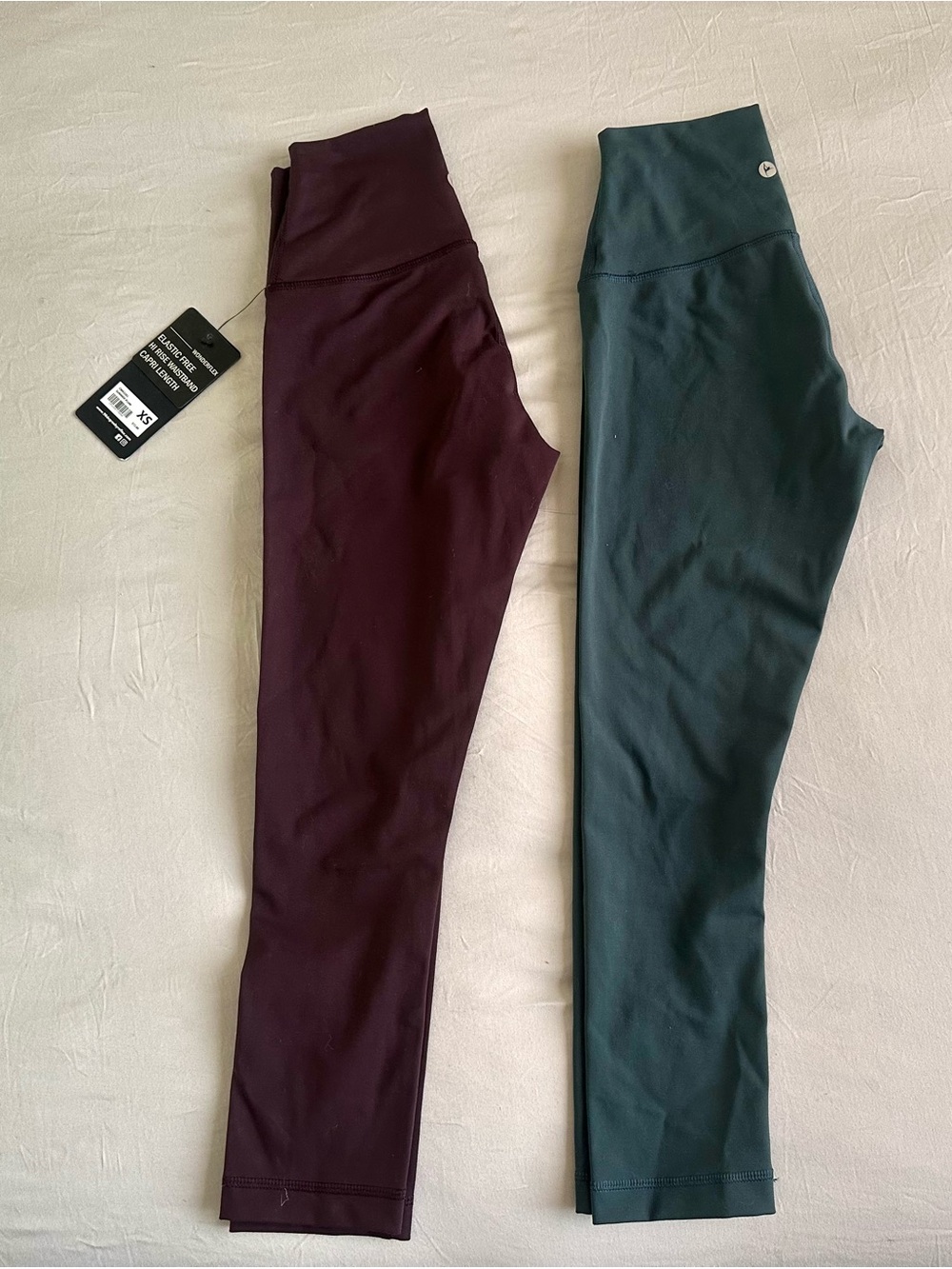 90 Degree By Reflex Leggings in Burgundy and Teal Bundle of two